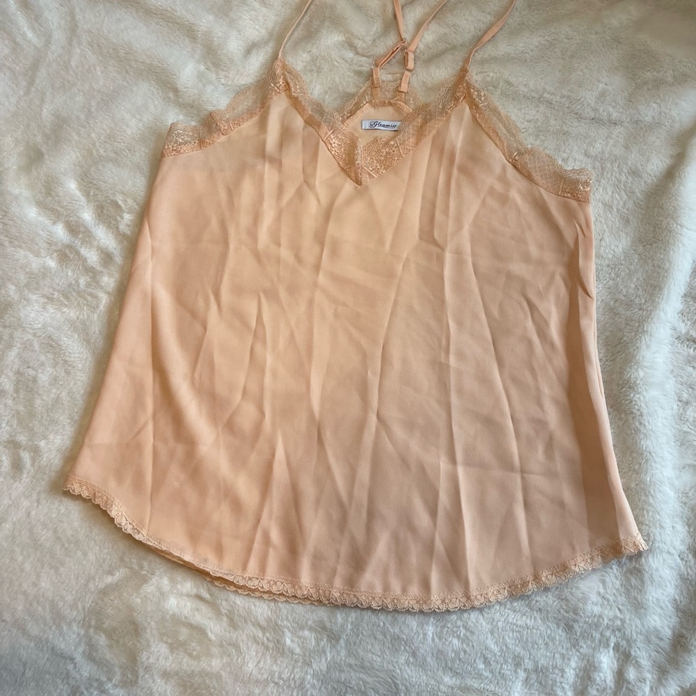 Peach Lace edged Adjustable Strap Camisole